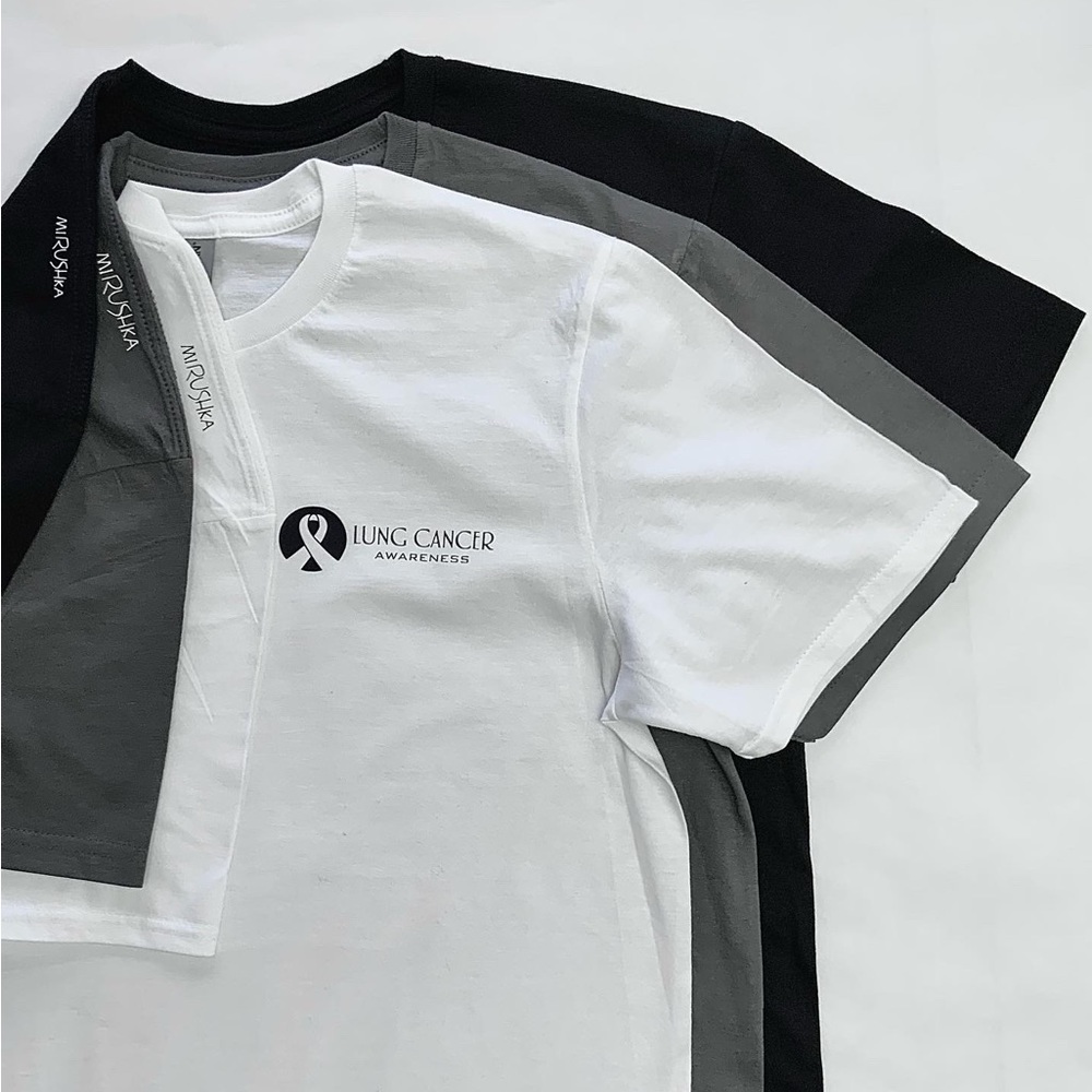 Custom made Men’s lung cancer awareness tshirts. Various sizes and colors.